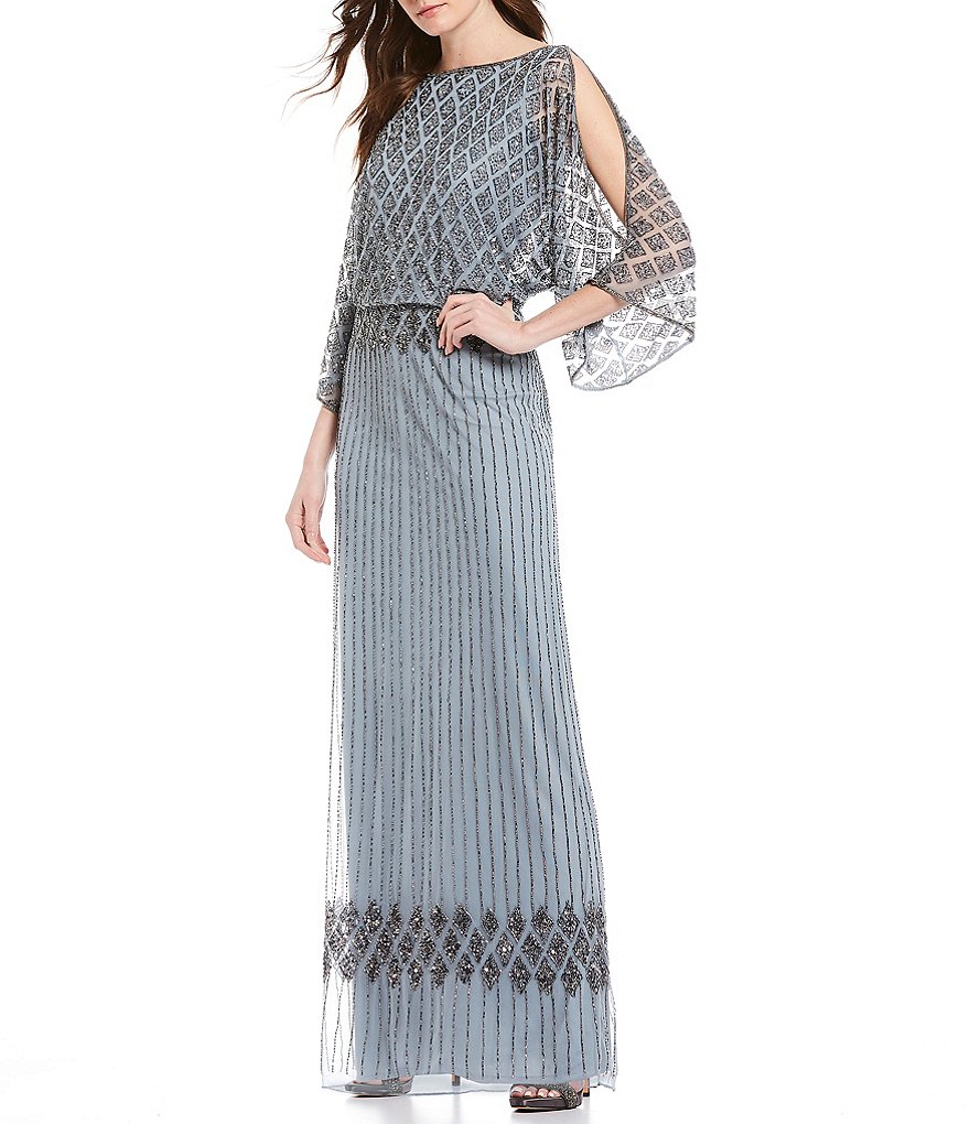Pisarro Nights Beaded Bodice Blouson Gown