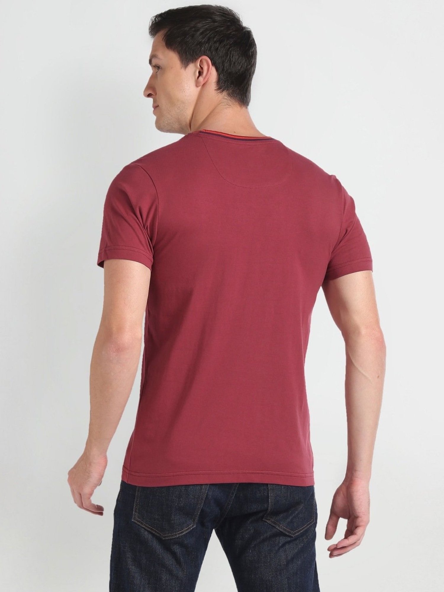 Arrow Sport Red Cotton Regular Fit T-Shirt