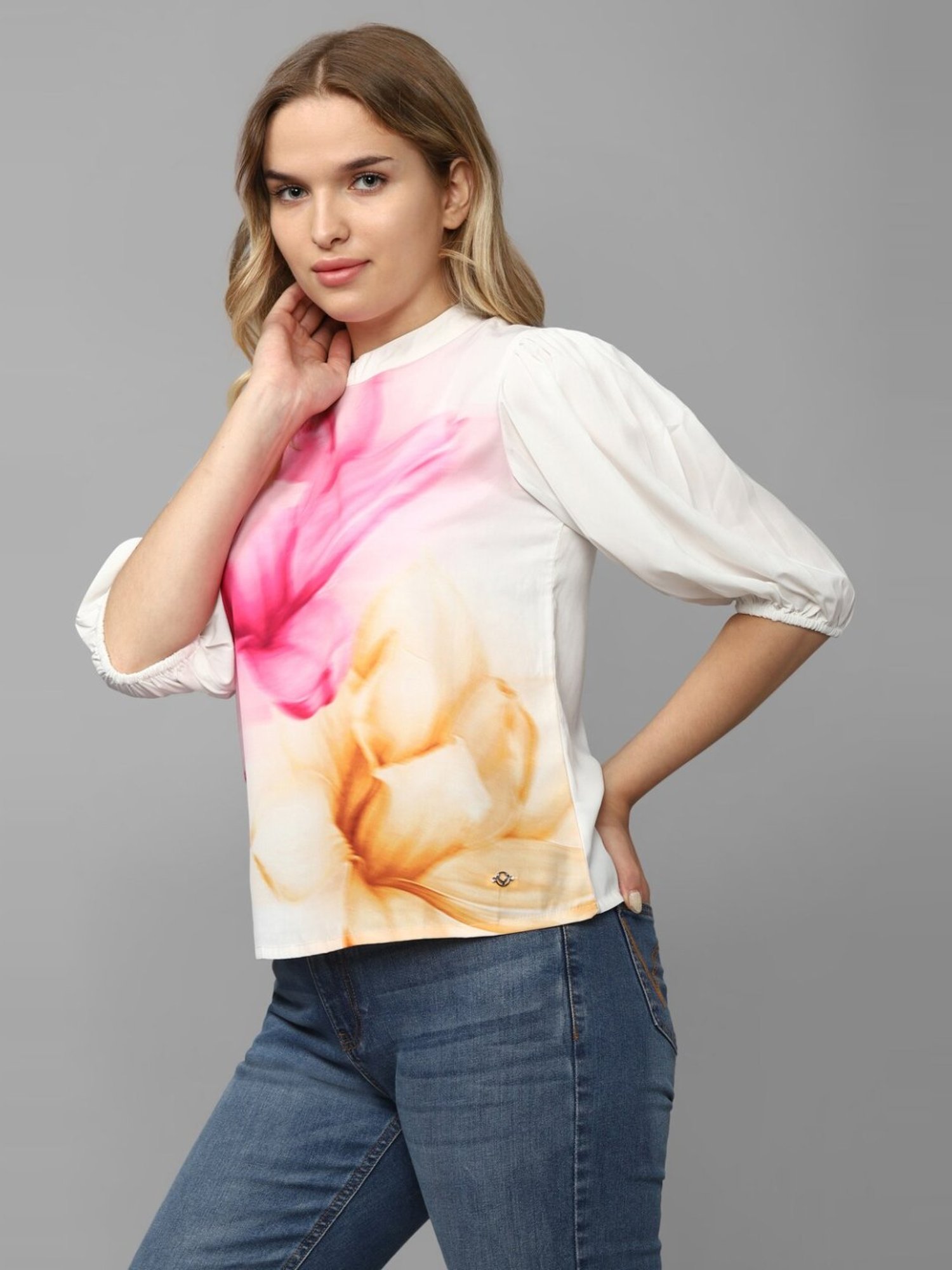 Allen Solly White Floral Print Top