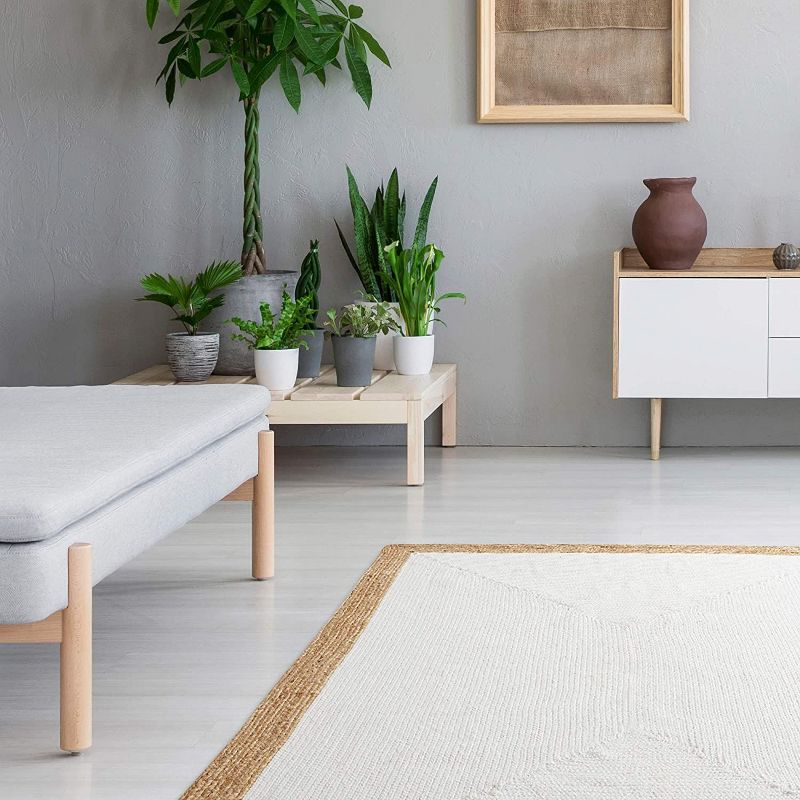 5'x7' Rectangle Woven Solid Cotton Area Rug White - Okuna Outpost