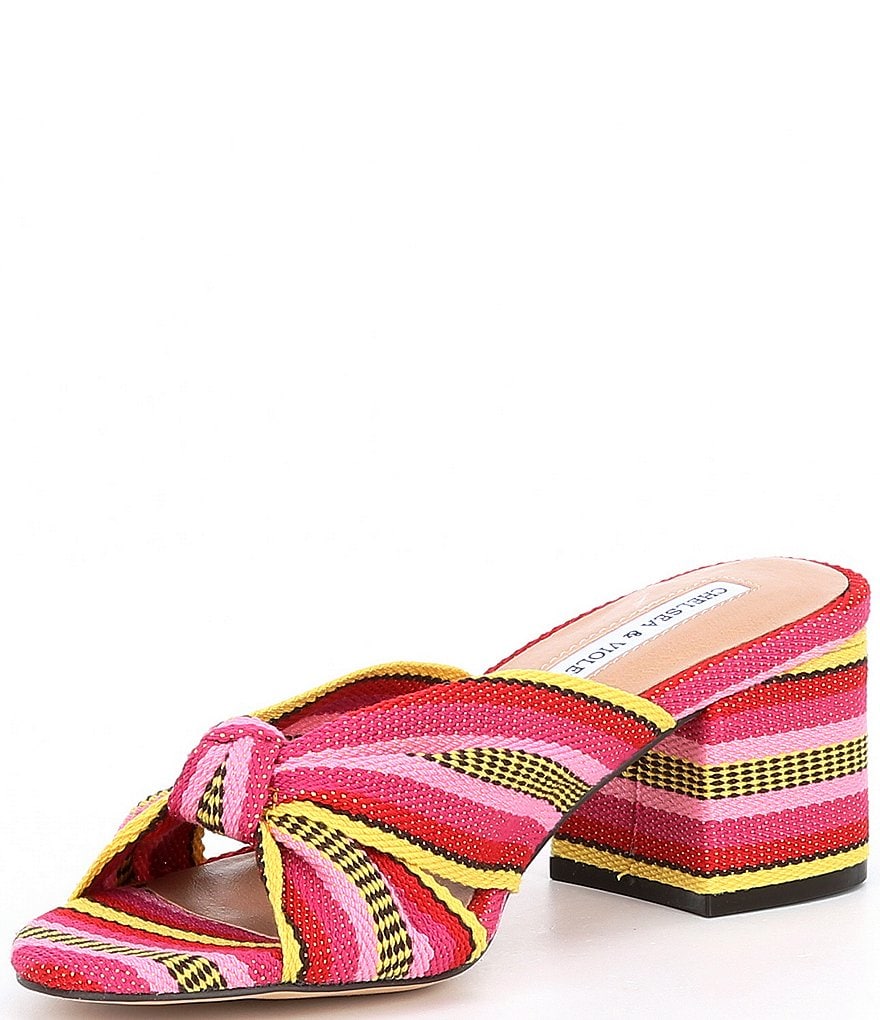 Chelsea & Violet Gia Knot Stripe Printed Mules