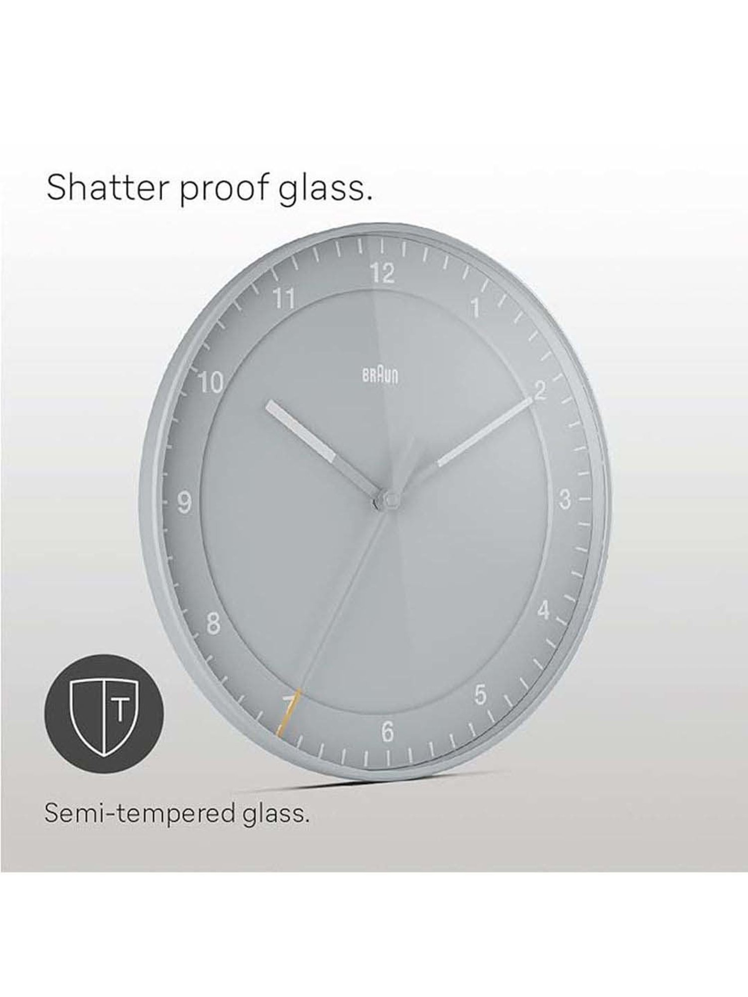 Braun Grey Digital Wall Clock With Indoor Temperature, Date & Day