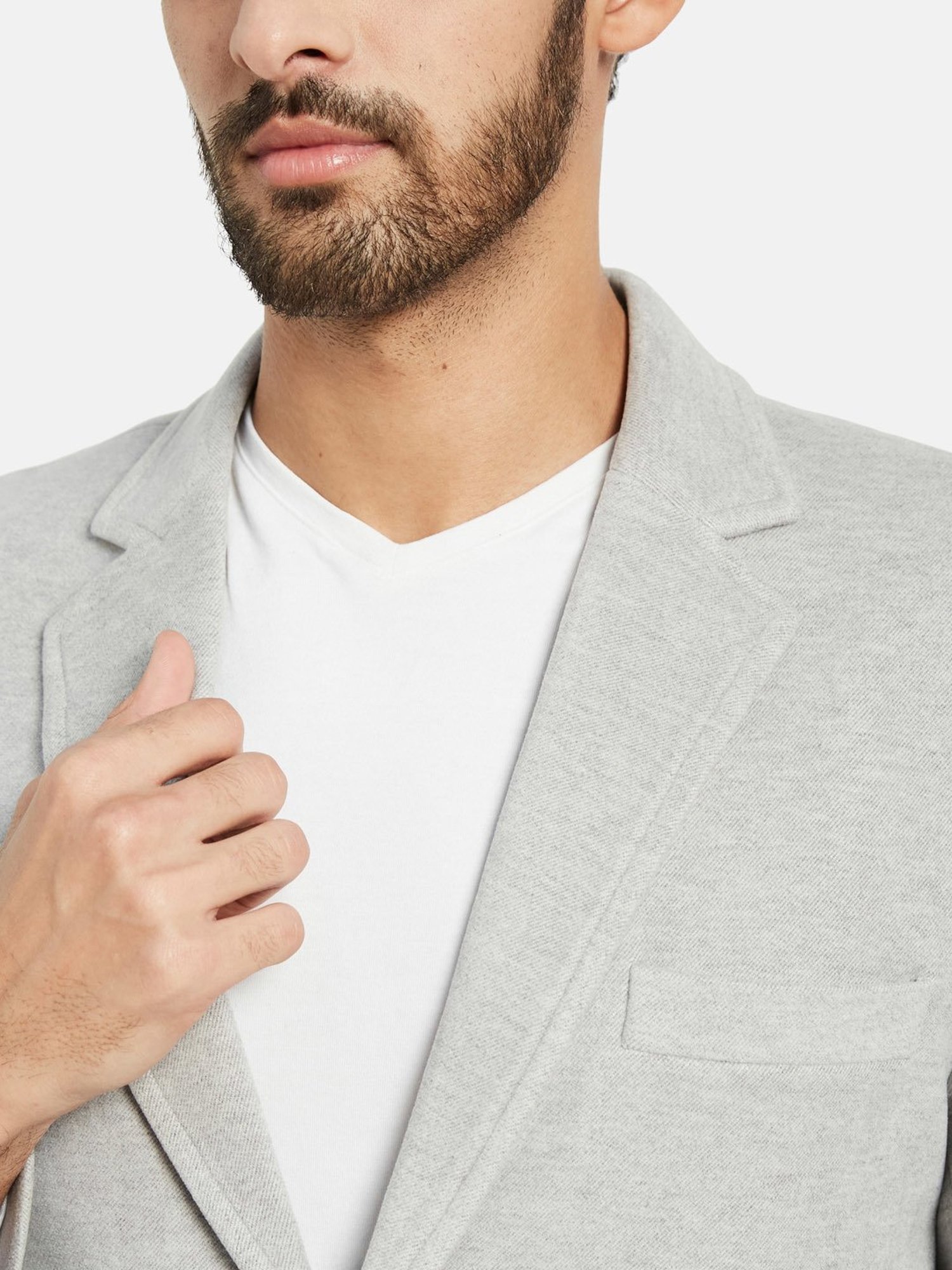 METTLE Light Grey Regular Fit Notch Lapel Overcoat