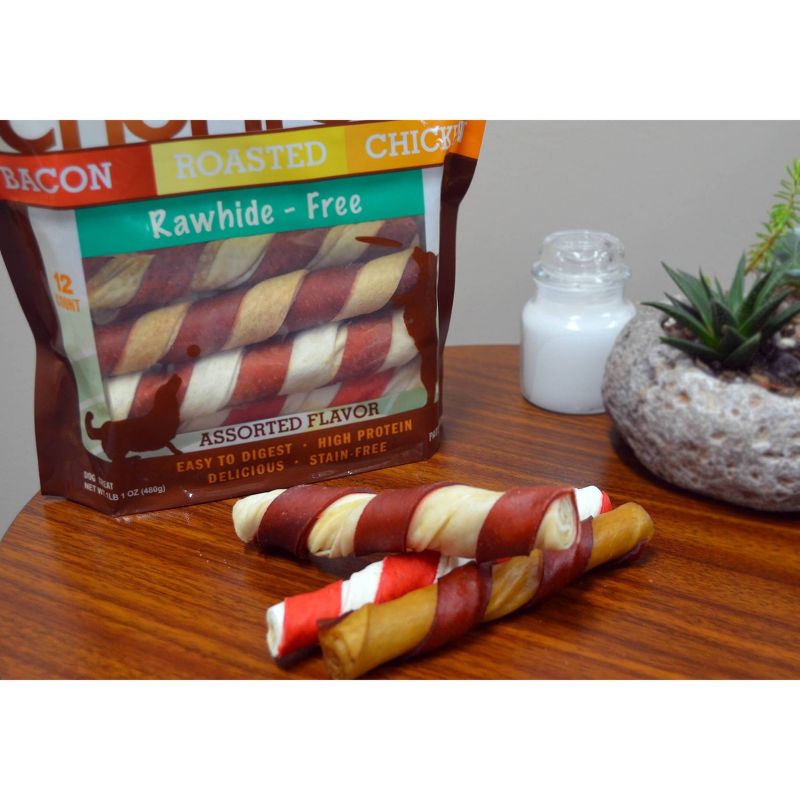 Nutri Chomps Pork Chomps Assorted Flavors Twist Chewy Treats Dog Treats - 12ct