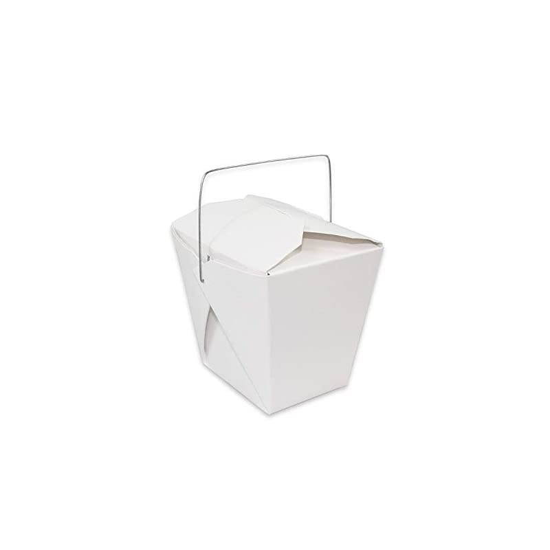 8oz Chinese Take Out Food Boxes with Metal Wire Handle White (25)