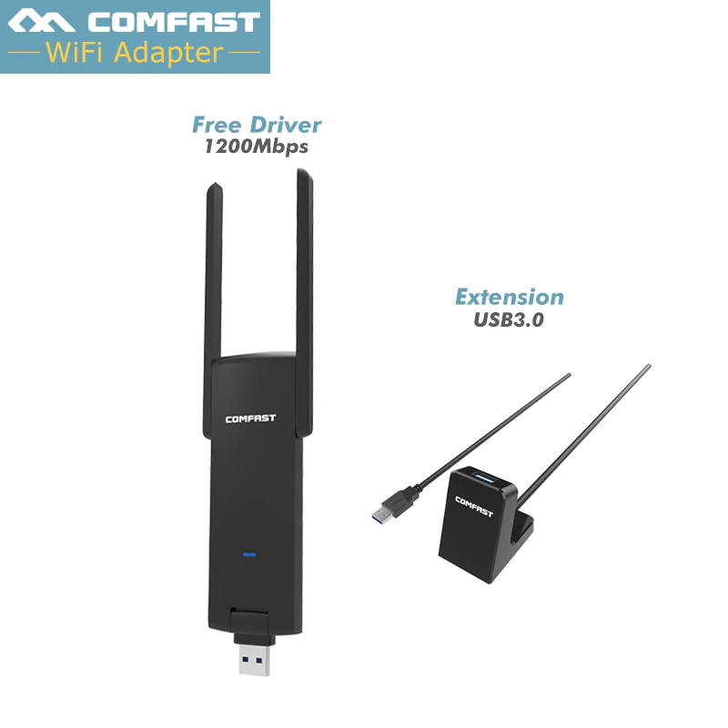 1 pcs Dual Band usb wifi Adapter 1200mbps wi fi Adapter 2.4G +5 GHZ wifi dongle PC Network Card + USB3.0 Extension