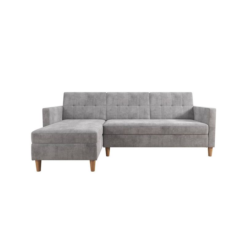 Hartford Storage Sectional Futon and Hartford Storage Ottoman Light Gray - Dorel Home Products