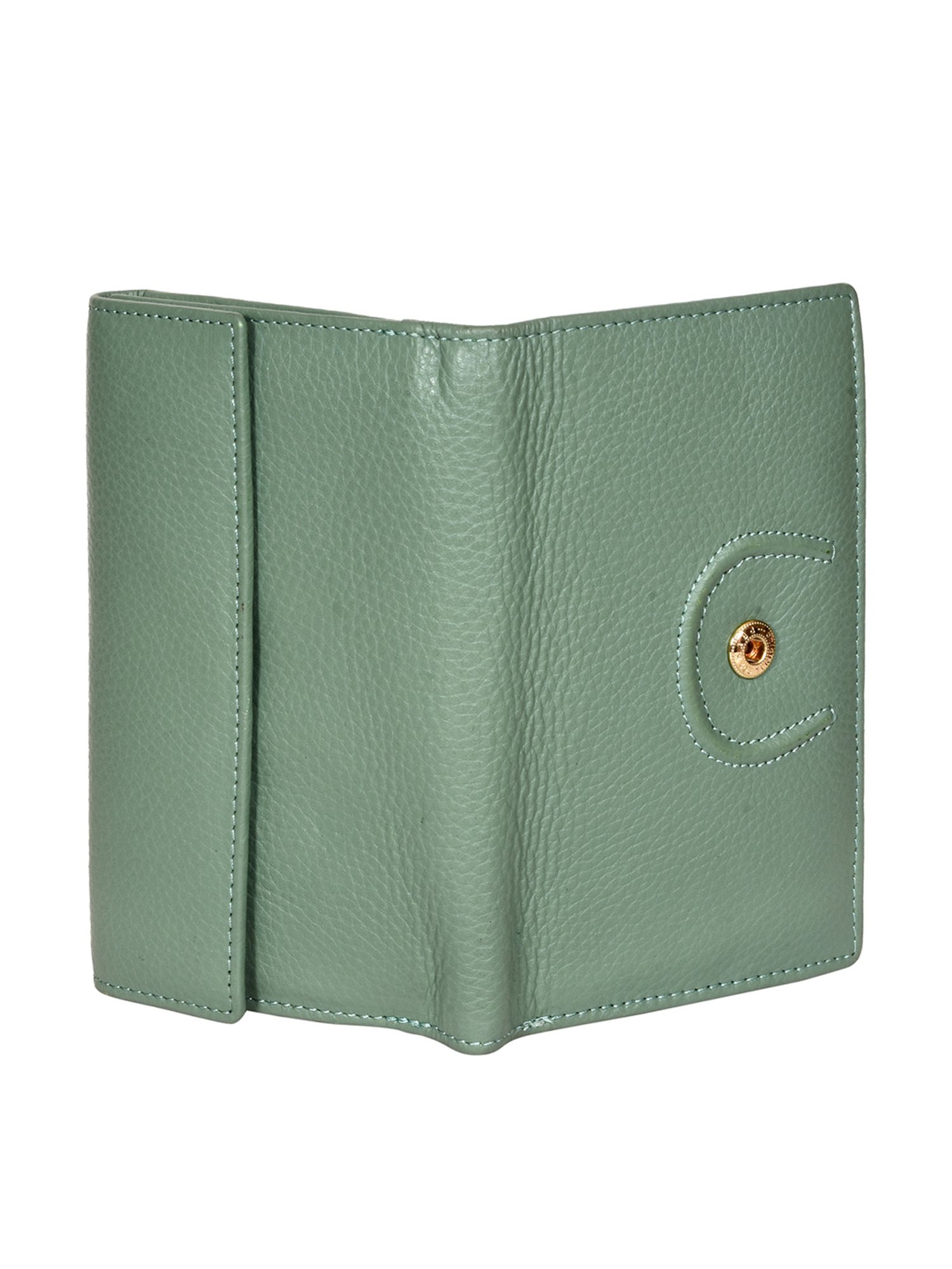 SASSORA Green Solid Rfid Bi-Fold Wallet for Women