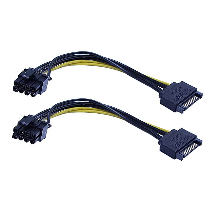 15Pin SATA Male to 8 Pin 6+2 Pin PCIExpress Female Video Card Power Adapter Cable20CM8inch