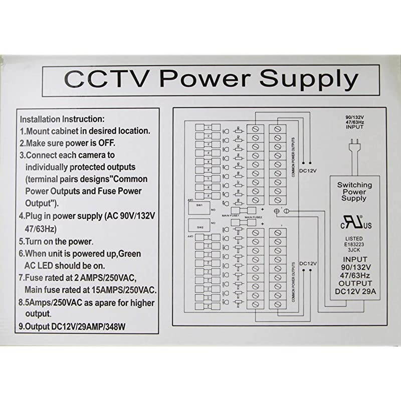 18 Output 29 Amp 12V DC CCTV Distributed Power Supply Box for Security Camera