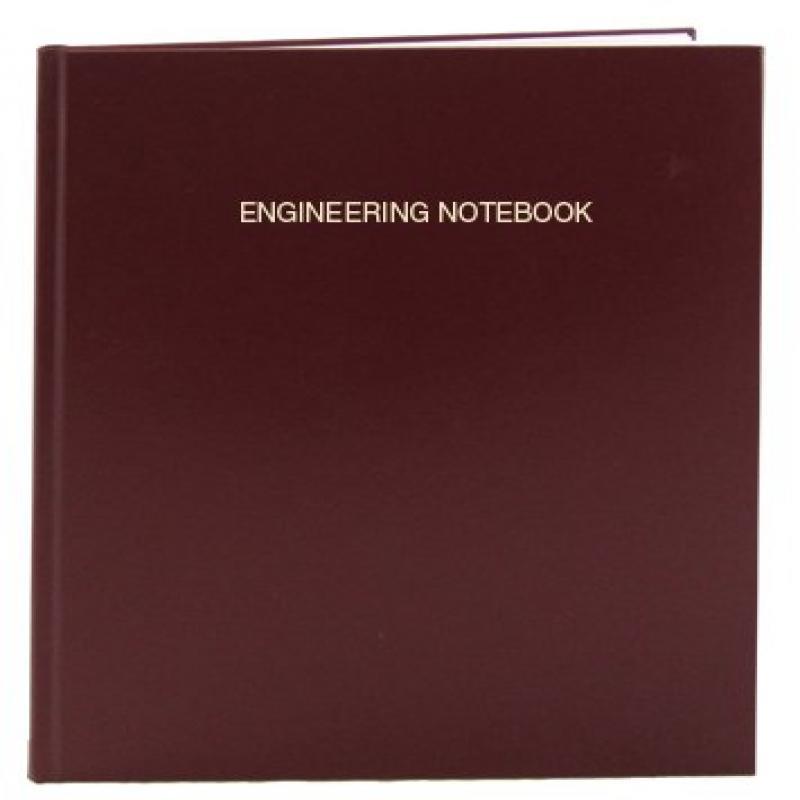 BookFactoryA&reg; Burgundy Engineering Notebook - 312 Pages (.25" Ruled Format), 8 7/8" x 11 1/4", Burgundy Cover, Smyth Sewn Hardbound (LIRPE-312-LLR-A-LMT4)