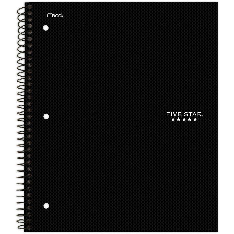 Spiral Notebook 3 Subject College Ruled Feature Rich Black - Five Star