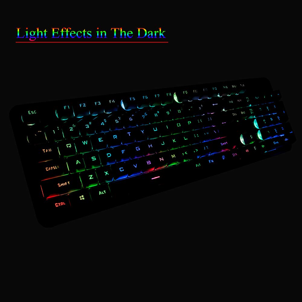 Wireless Rechargeable Gaming Keyboard and Mouse, 104 Keys Rainbow Backlight Waterproof Mechanical Feel Keyboard With Mouse for Laptop PC Gamer