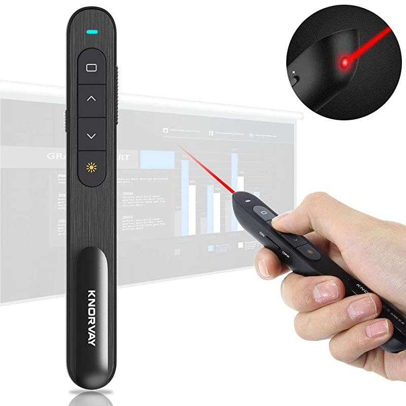 Button Customized Function  N76RBK Wireless Presenter Rechargeable with 300ft Long Control Distance Laser Pointer Rechargeable with 360mAh Long Battery Life Slide Advancer Support Mac