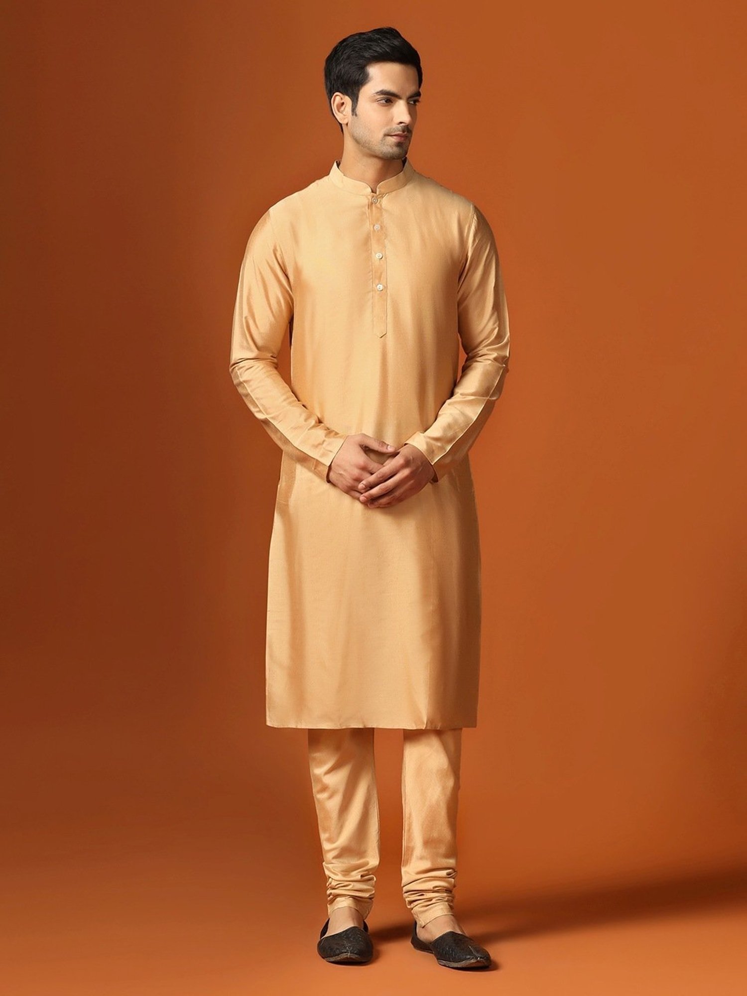 KISAH Black Regular Fit Printed Kurta Set With Jacket