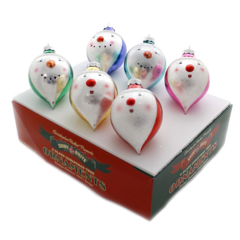Shiny Brite 3.25" Christmas Confetti Figures Ornaments  -  Ornament Sets