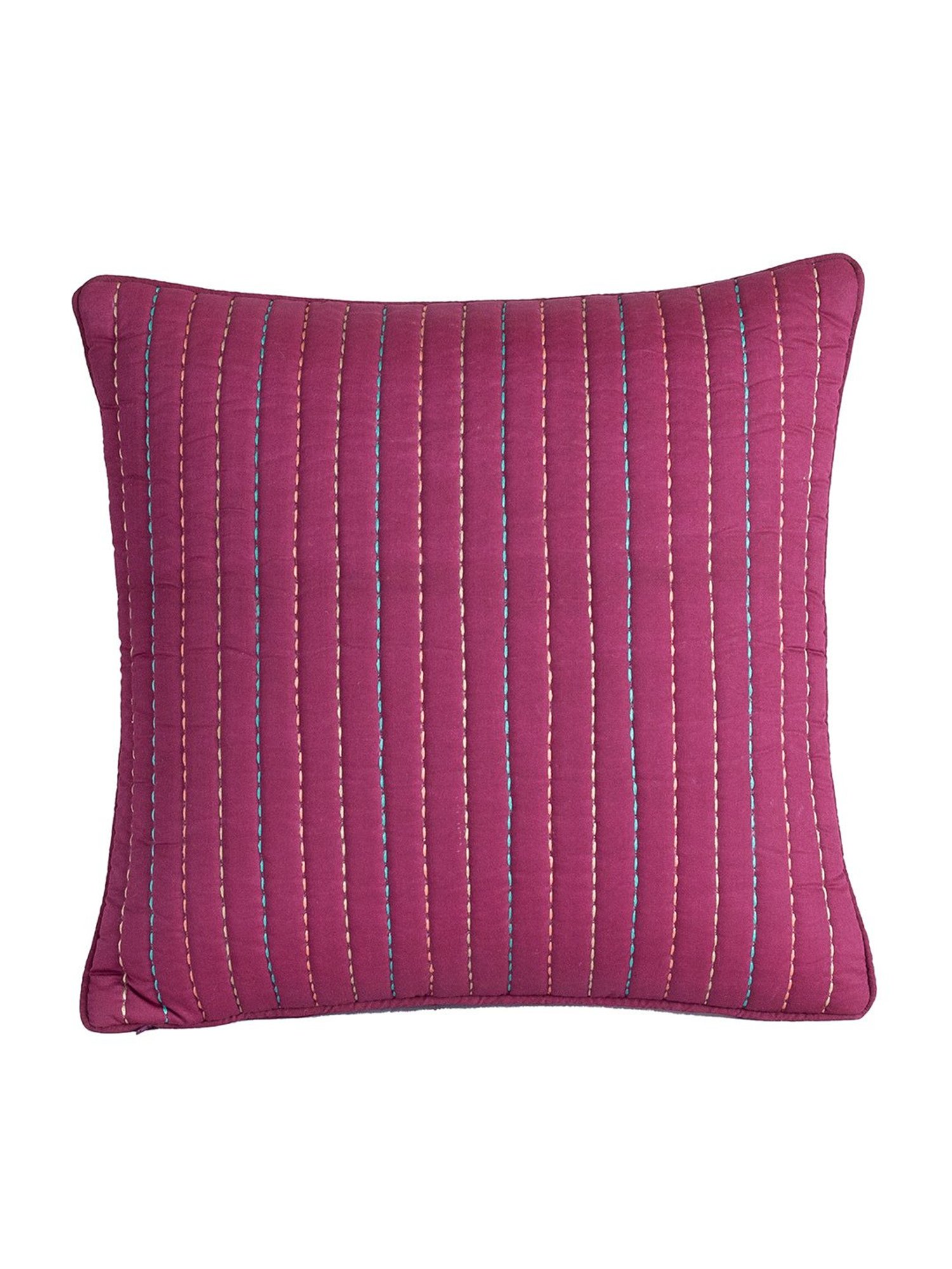 Maspar Hues Folklore Transition Embroidery Red Cotton Cushion Cover