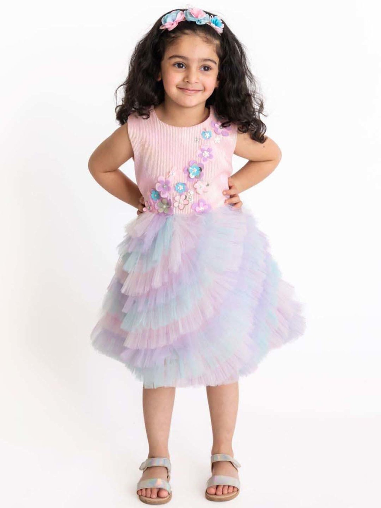 A Little Fable Lavender Applique Dress