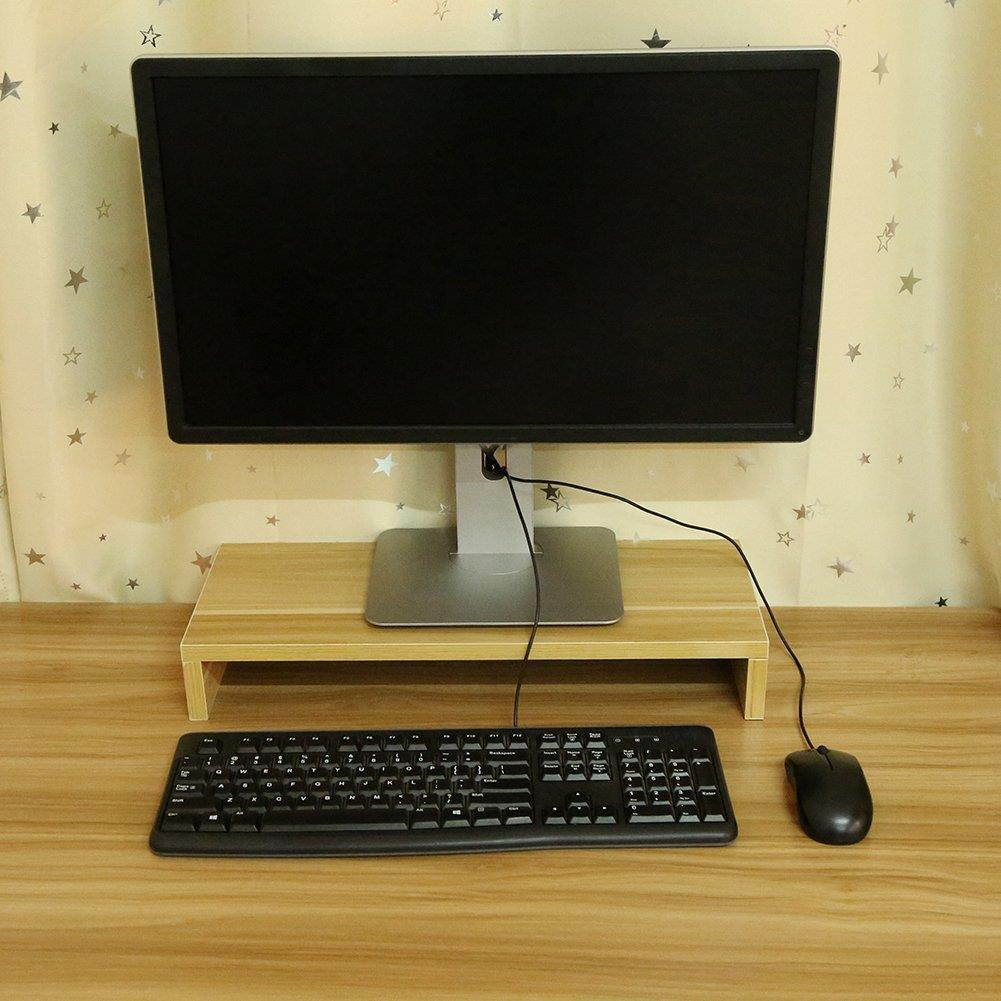 Monitor Shelf,Wooden Monitor Stand Monitor Riser Desktop for LED Computer Organizer TV Display (Wooden Color)