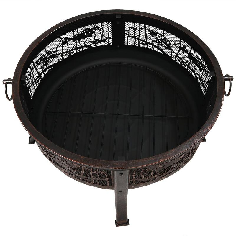DeckMate 30371 Avondale Outdoor Backyard Patio Portable Steel Fire Bowl Fire Pit, Antiqued Copper Finish