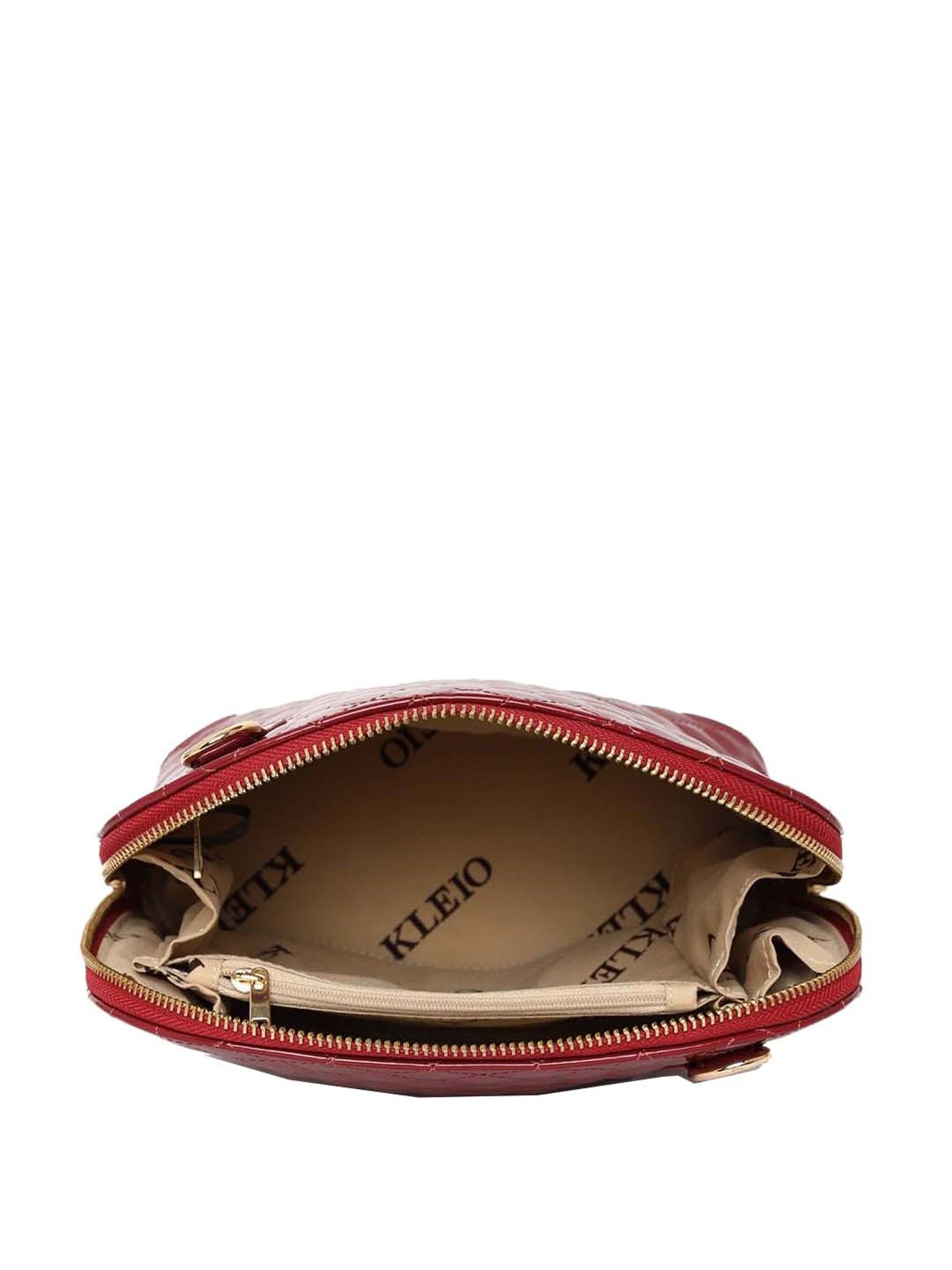 KLEIO Maroon Rivets Medium Sling Handbag