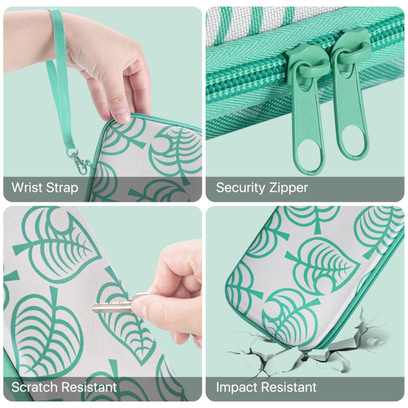 Travel Case for Nintendo Switch New Horizon Animal Leaf Crossing Portable Carry Hard Shell EVA Material Pouch Traveler Deluxe Cover for Switch Console, Joy Con Controller, Game Card Holders