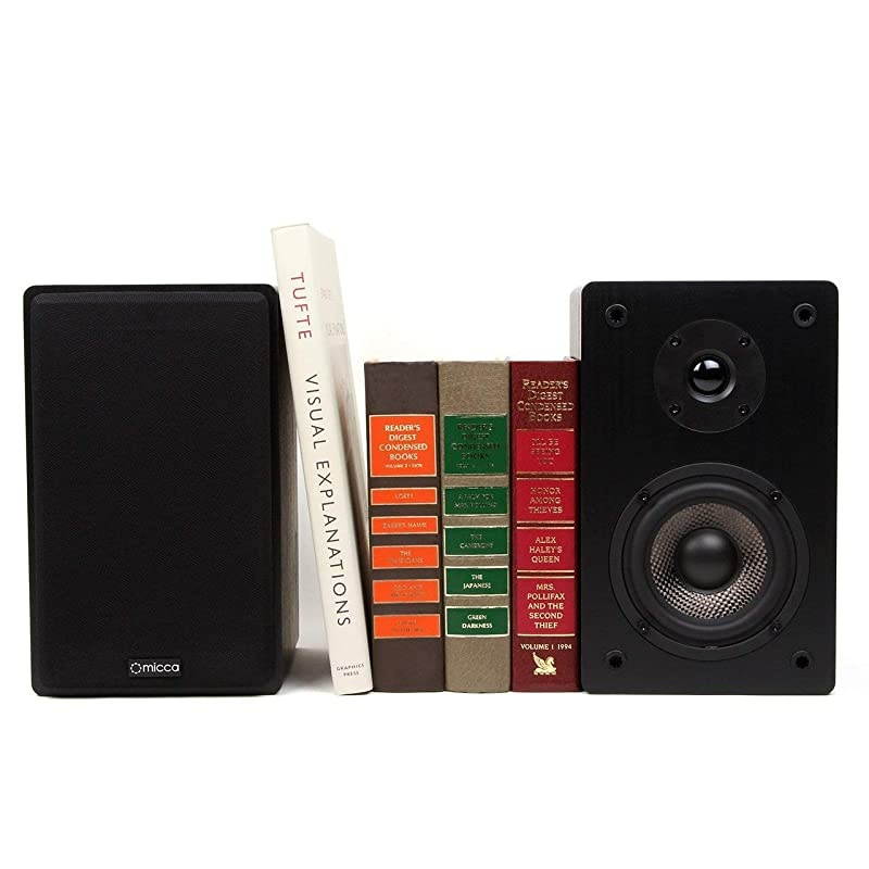MB42 Bookshelf Speakers Passive Needs Amplifier or Receiver Not for Use Directly with Turntable 4Inch Carbon Fiber Woofer and Silk Dome Tweeter Black Pair Renewed