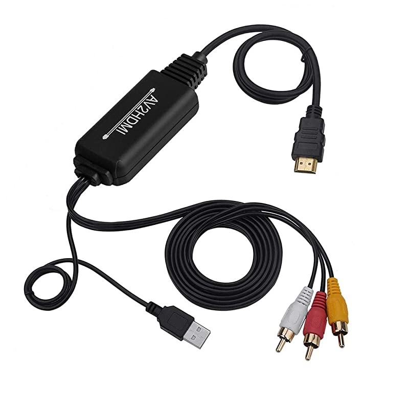 to HDMI Converter, to HDMI Cable, AV to HDMI Converter Cable Cord, 3CVBS Composite Audio Video to 1080P HDMI Supporting PAL NTSC for PC Laptop Xbox PS3 PS4 TV STB VHS VCR Camera DVD Etc
