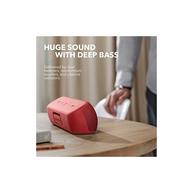 Soundcore Motion+ Bluetooth Speaker with Hi-Res 30W Audio, Extended Bass and Treble, Wireless HiFi Portable Speaker with App, Customizable EQ, 12-Hour Playtime, IPX7 Waterproof, and USB-C, Red