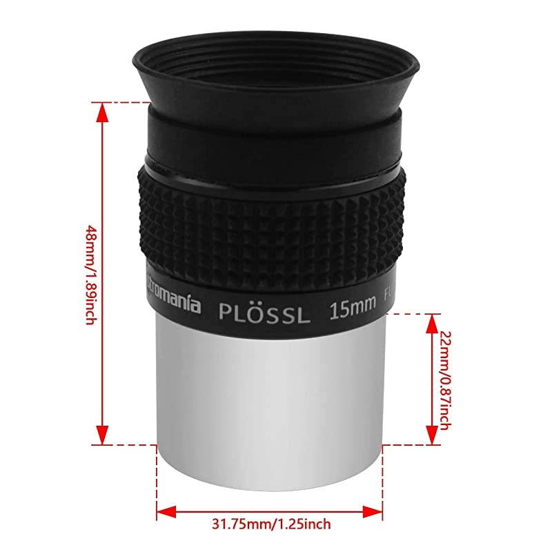 125quot 15mm Plossl Telescope Eyepiece 4Element Plossl Design Threaded for Standard 125inch Astronomy Filters