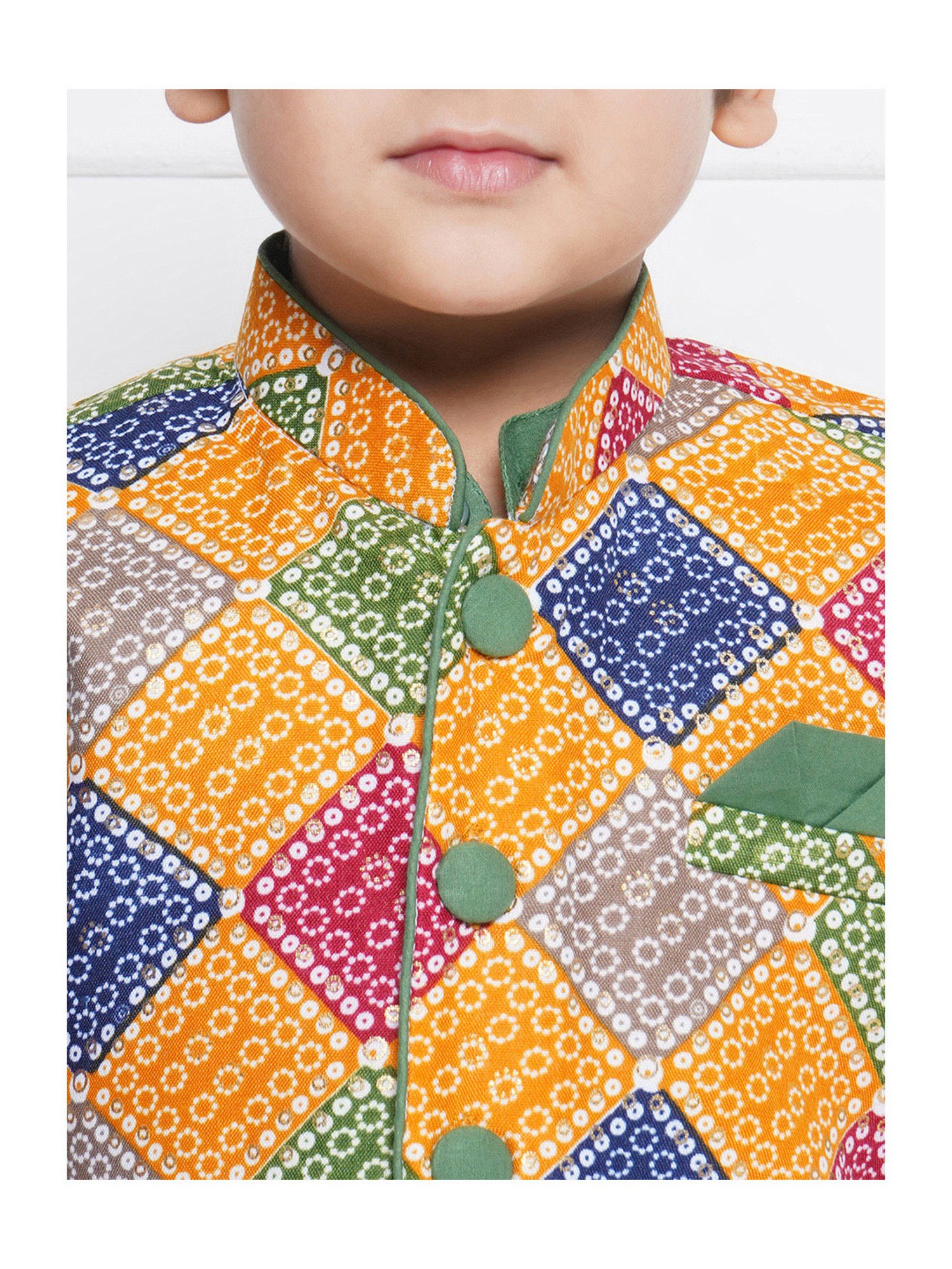 AJ Dezines Kids Multicolor Printed Full Sleeves Kurta, Pyjamas with Waistcoat
