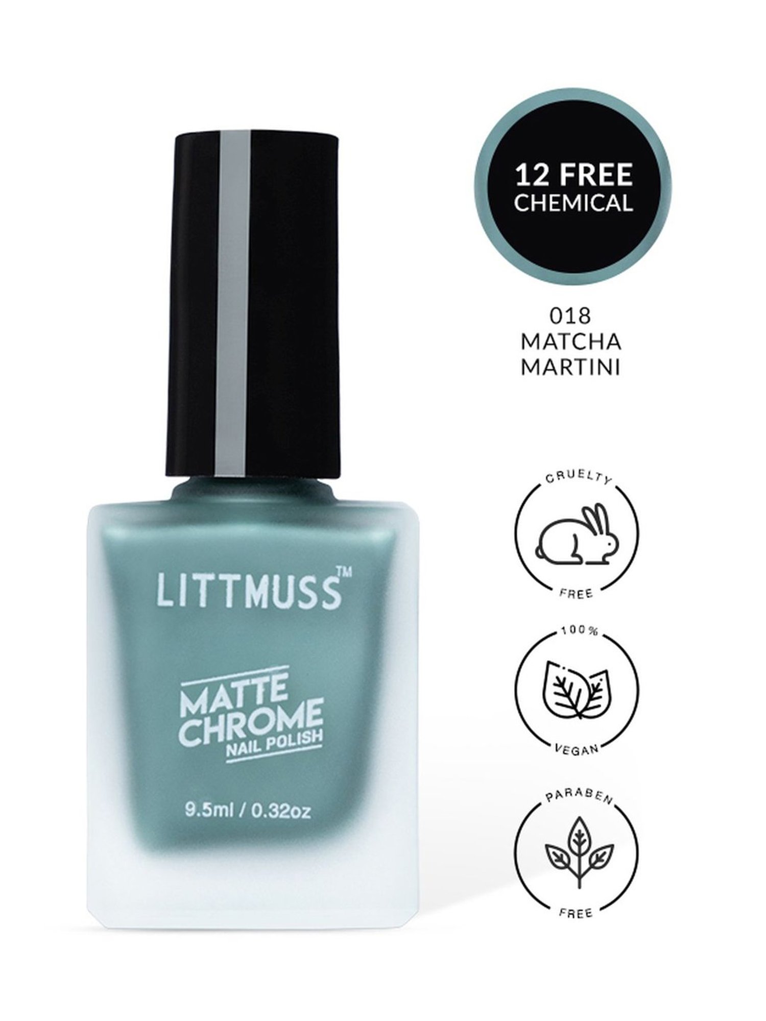 Littmuss Matte Chrome Nail Polish Matcha Martini 018 - 9.5 ml