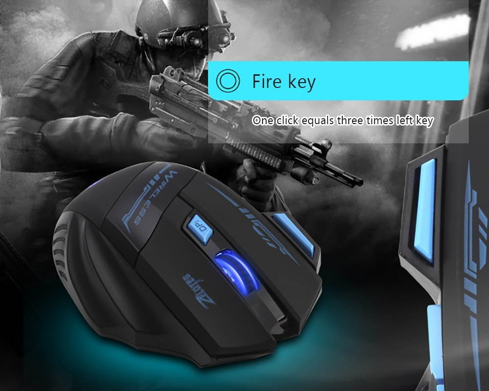 ZELOTES F14 LED Optical Computer Mouse Wireless 2.4G 2400 DPI 7 Buttons Wireless Gaming Mouse Colorful Breathing Lights for Pro Gamer