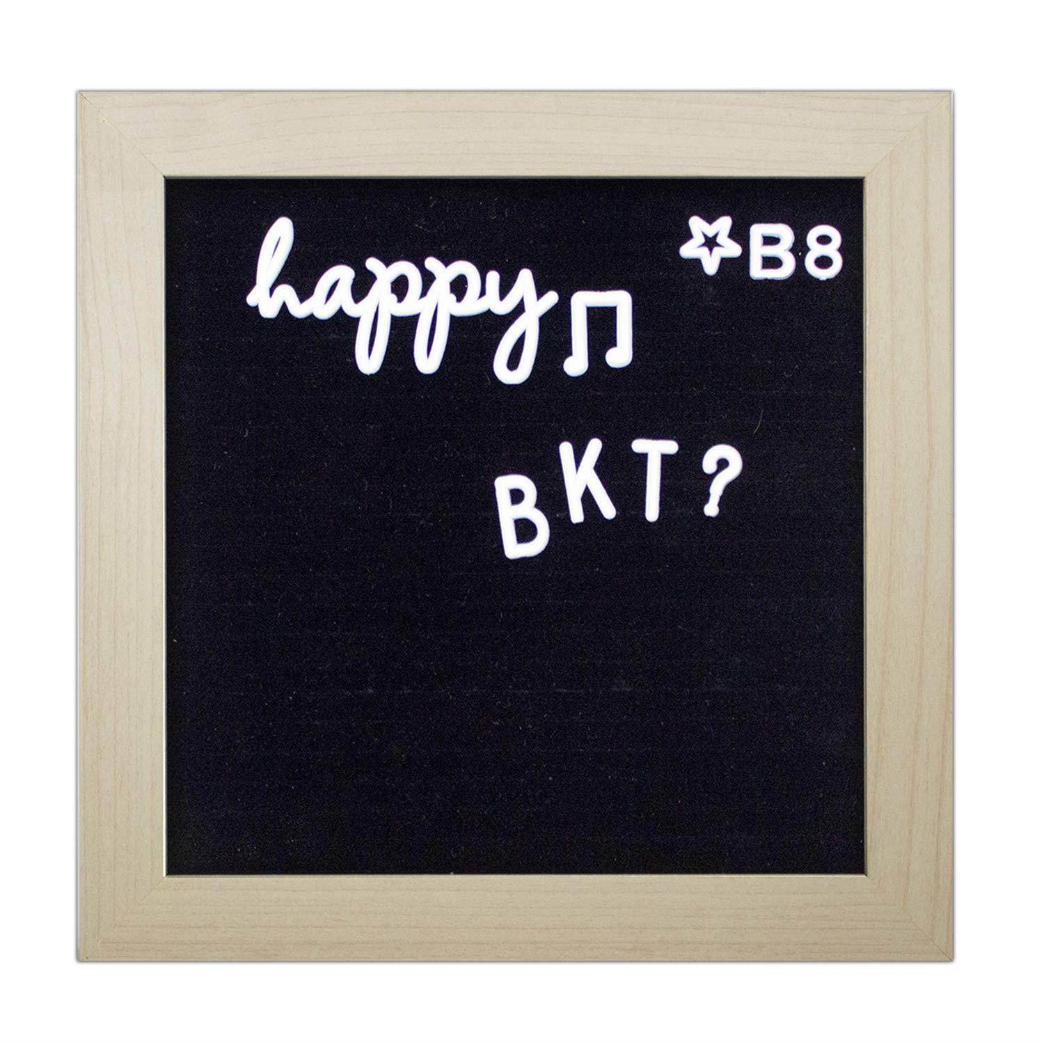 USPHAROS Black Felt Letter Board 8x8 inches - Changeable Wooden Message Boards Include Oak Frame & 183 White Letters - Great for All Occasion (Black, 8"x8")