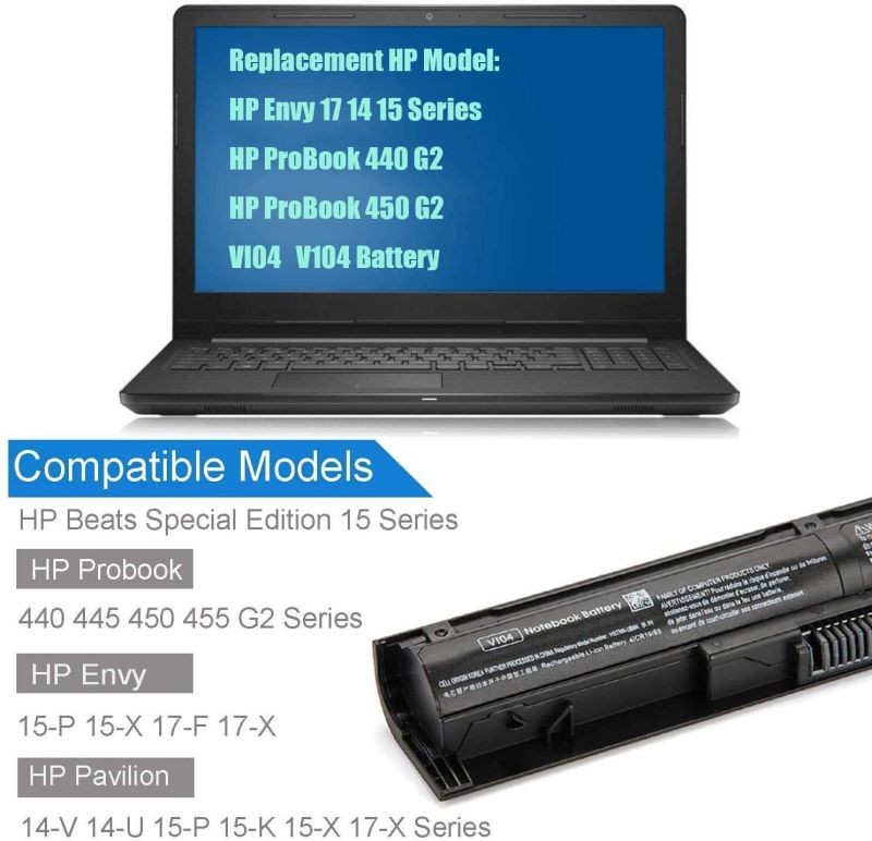 New V104 Notebook Battery for HP ProBook 440 G2 450 G2 HP Envy 14 15 17 Series Spare 756743-001 756478-422 756478-851 756479-421 756745-001 TPN-Q139 TPN-Q140 HSTNN-LB6K VI04 PC Battery