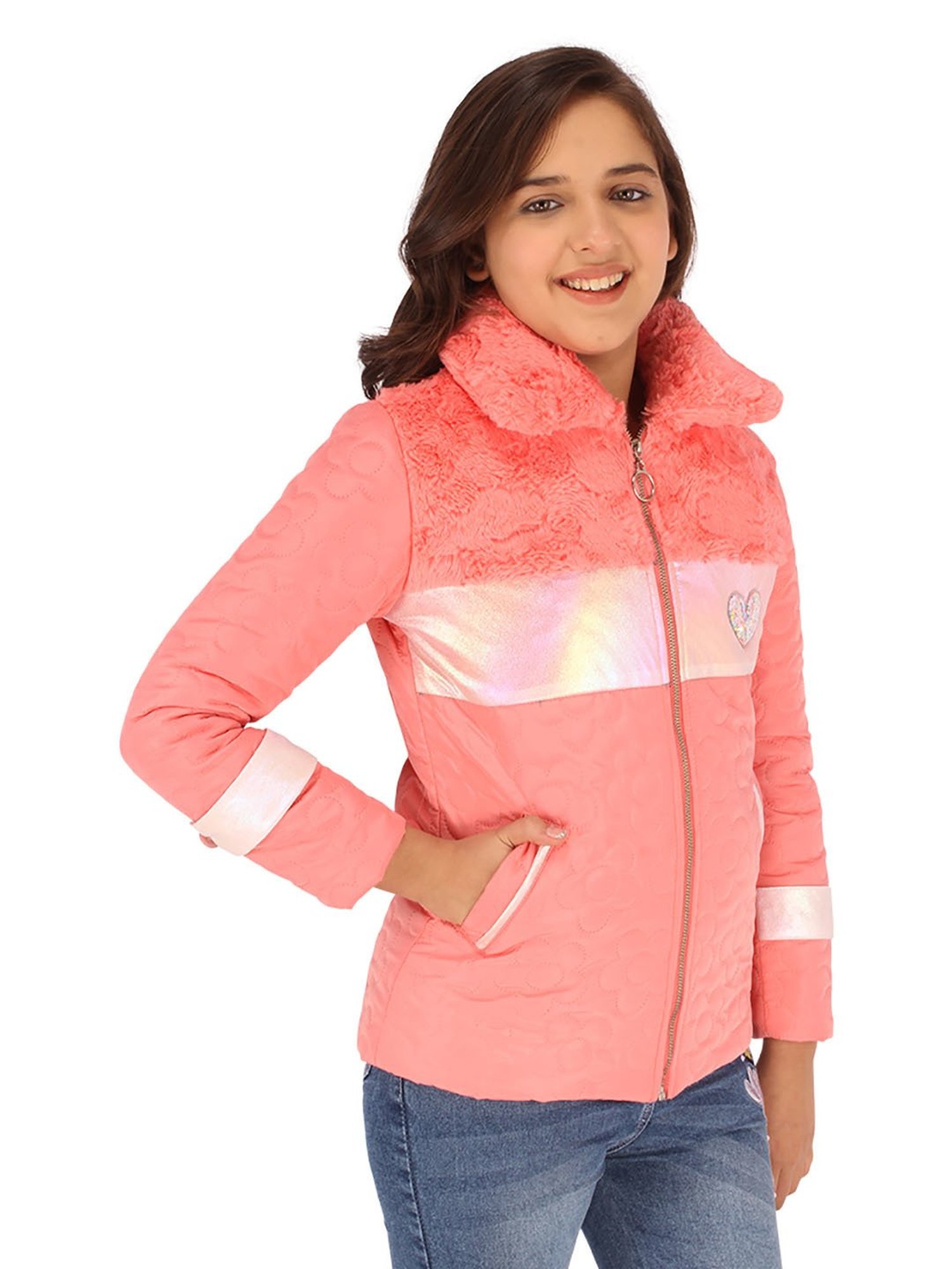 Elle Kids Black Self Pattern Jacket