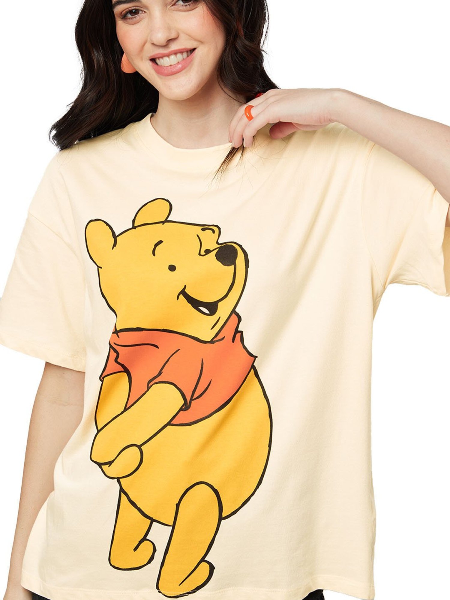 The Souled Store Yellow Disney: Winnie The Pooh Printed Oversized T-Shirt