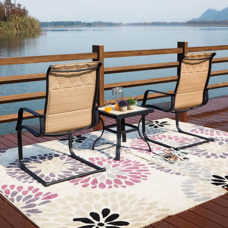 3pc Steel Patio Seating Sets Cream - Lokatse