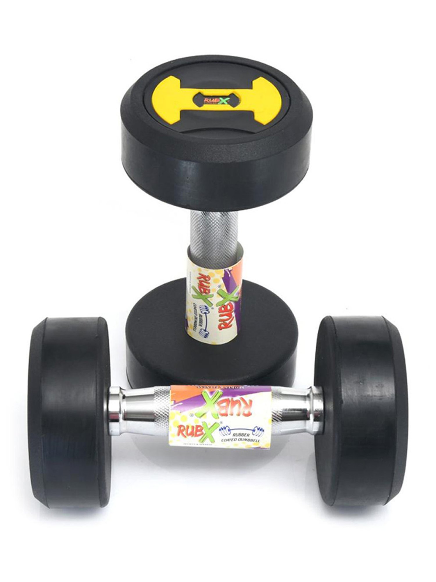 RUBX Rubber Coated Professional Round Dumbbells (Sold in Pair) (10 Kg x 2pc (Total = 20 kg))