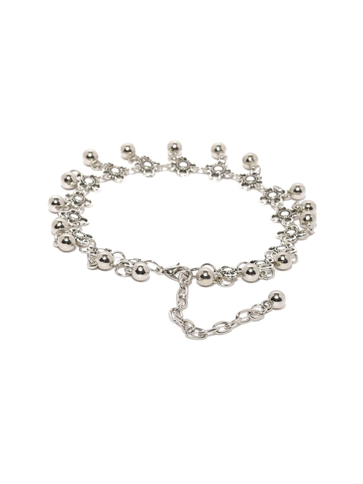 OOMPH Oxidized Silver Bohemian Fashion Stylish Latest Anklet for Women