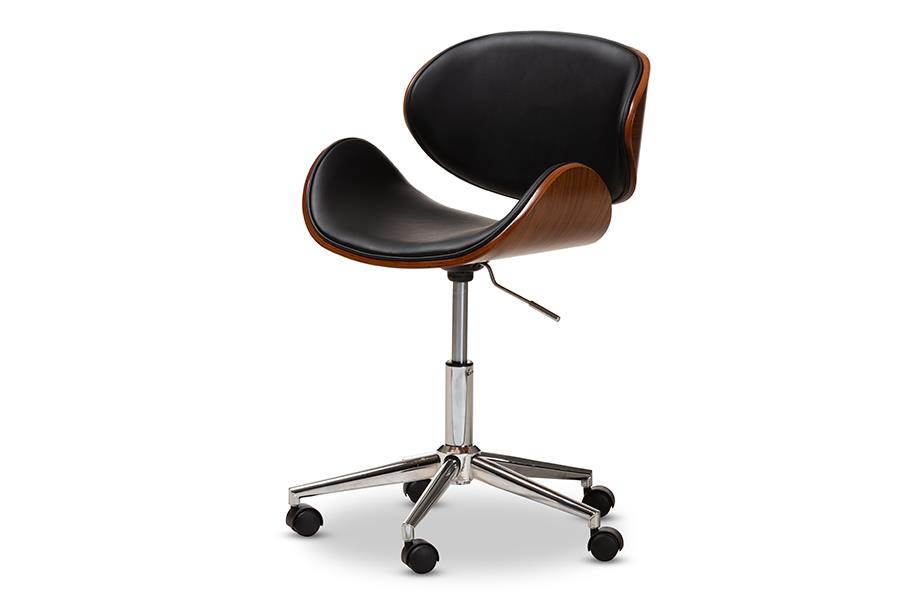 Baxton Studio Ambrosio Modern and Contemporary Black Faux Leather Upholstered Chrome-Finished Metal Adjustable Swivel Office Chair