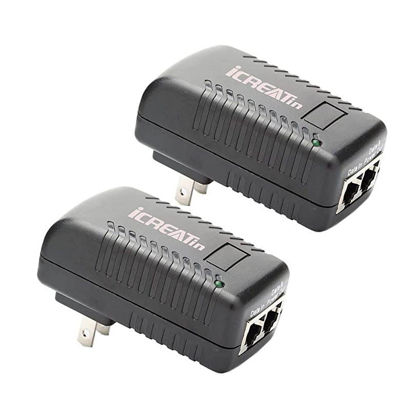 2Pack Wall PoE Injector Power Over Ethernet Adapter 8023af 48V 24W 05A for Security IP Cameras IP Phones 10100Mbps