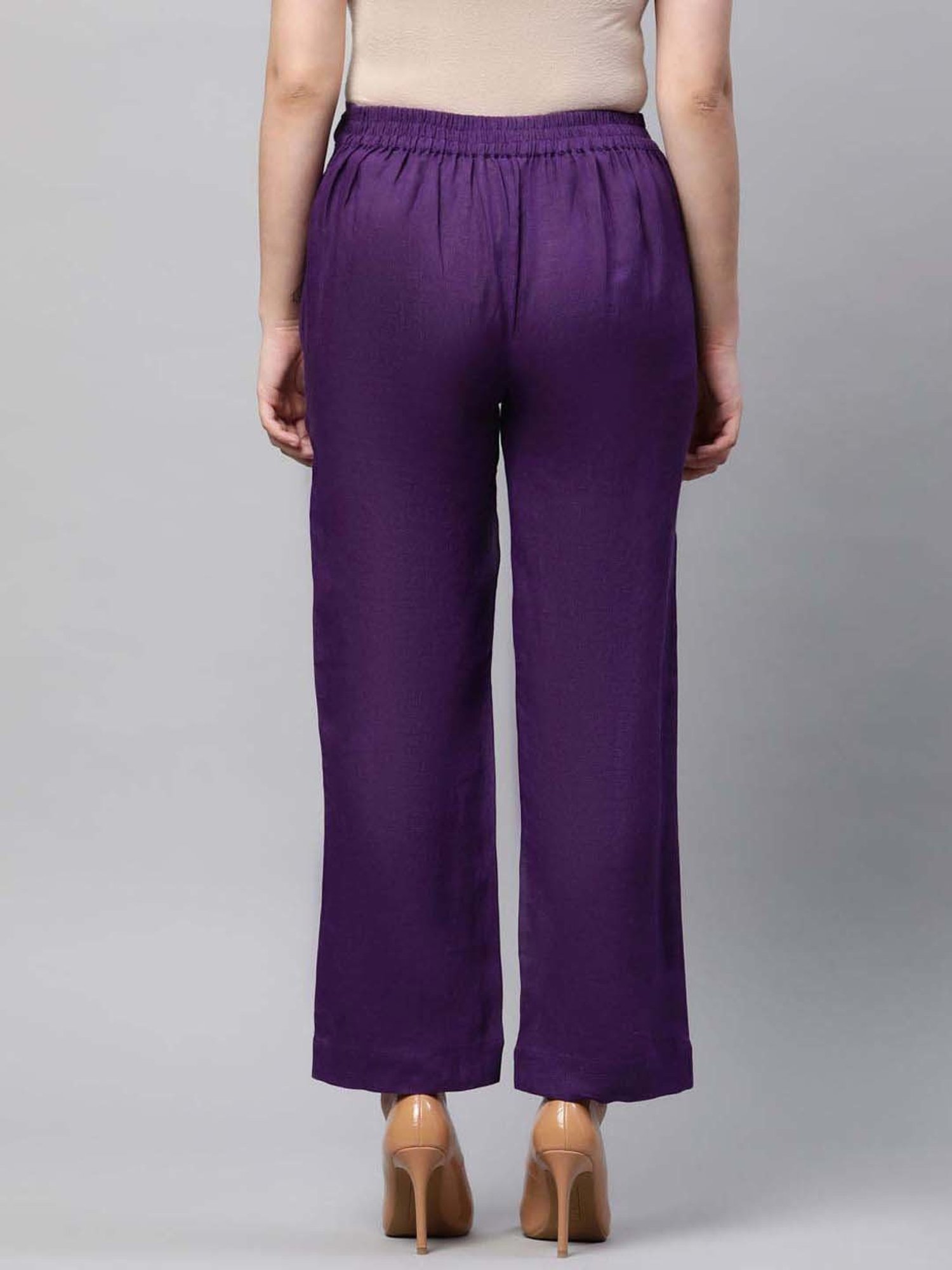 Linen Club Woman Purple Linen Pants