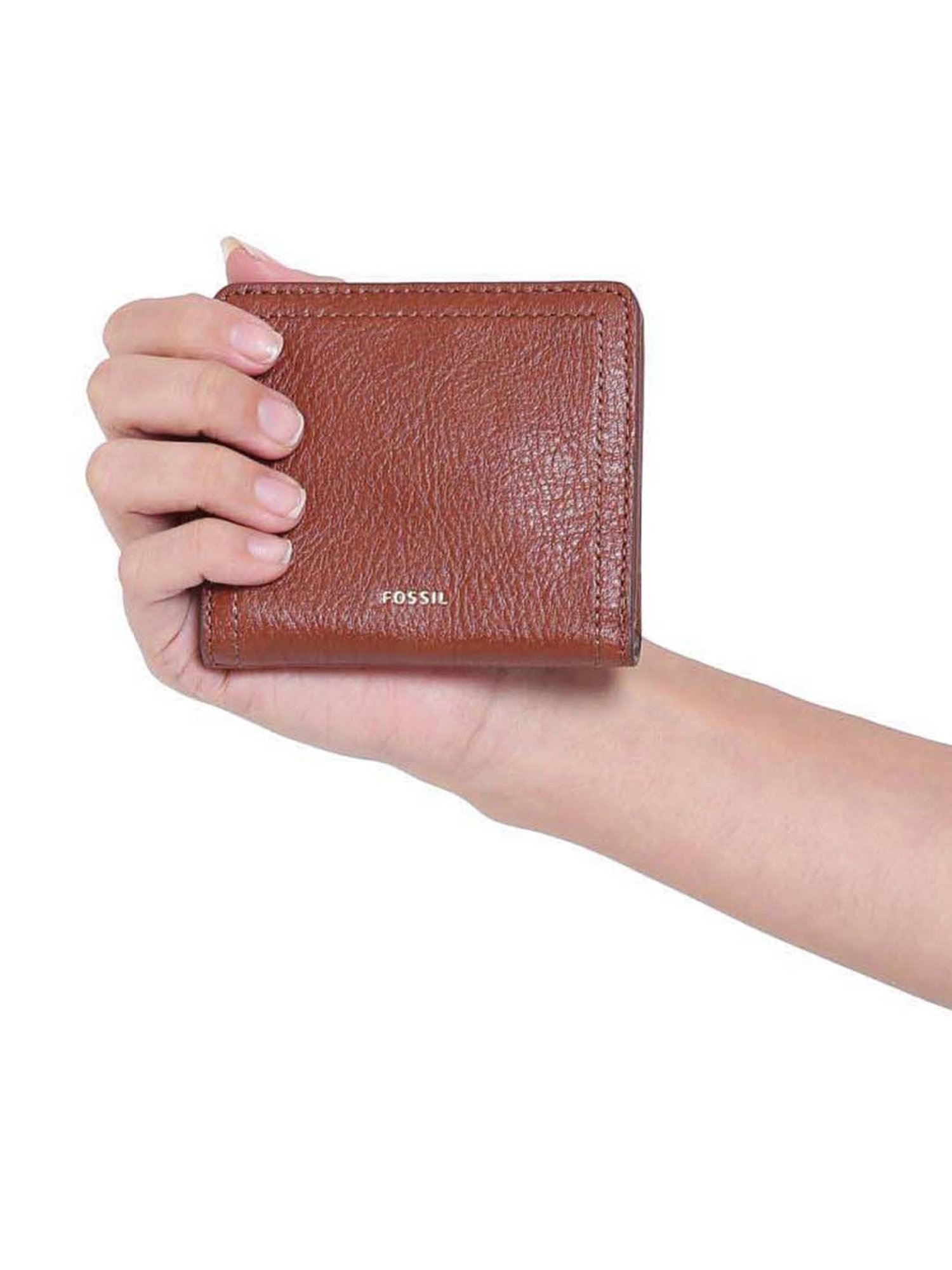 Fossil Logan Brown Solid Bi-Fold Wallet for Women