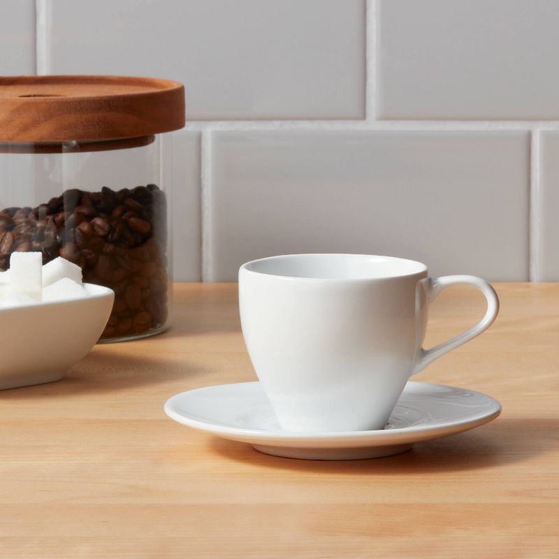 3.4oz Porcelain Espresso Cup with Saucer White - Threshold™