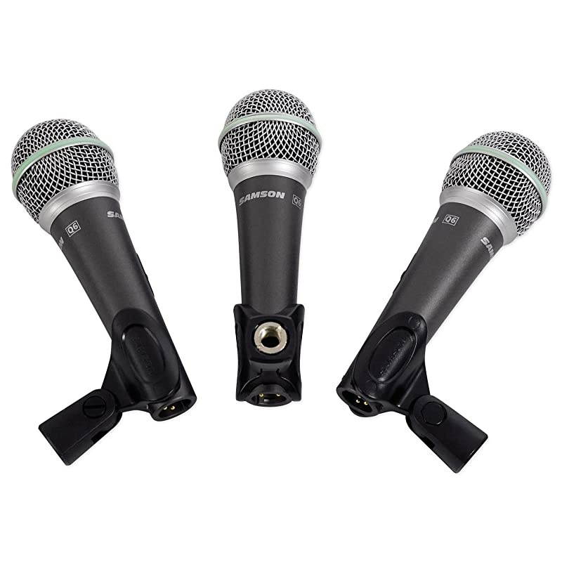 Q6 Dynamic Supercardioid Handheld Mic 3pack + Tripod Base Mic stand + Mic Cable + Strapeez