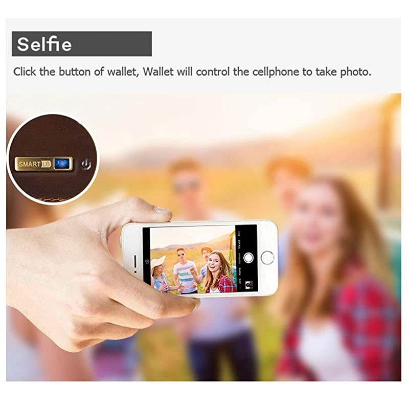 Anti-Lost Wallet with Alarm, Bluetooth, Position Record (via Phone GPS), Cowhide Leather Vintage Retro Style Purse (Brown, Horizontal)