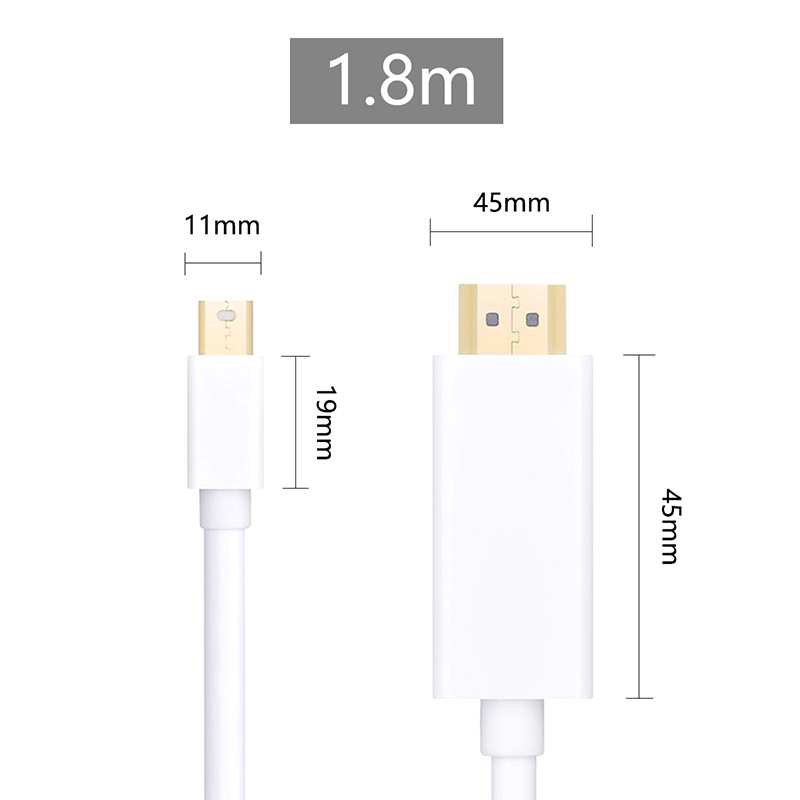 4K Mini DisplayPort to HDMI Adapter male Mini DP Cable Thunderbolt 2 HDMI Converter for MacBook Air 13 Surface Pro 4 Thunderbolt - White
