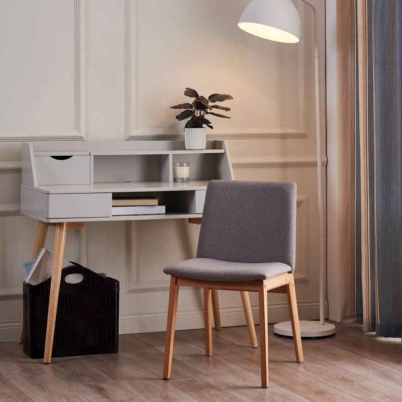 Wilson Chair with Wood Leg Gray Fabric/Natural Wood Finish - Versanora