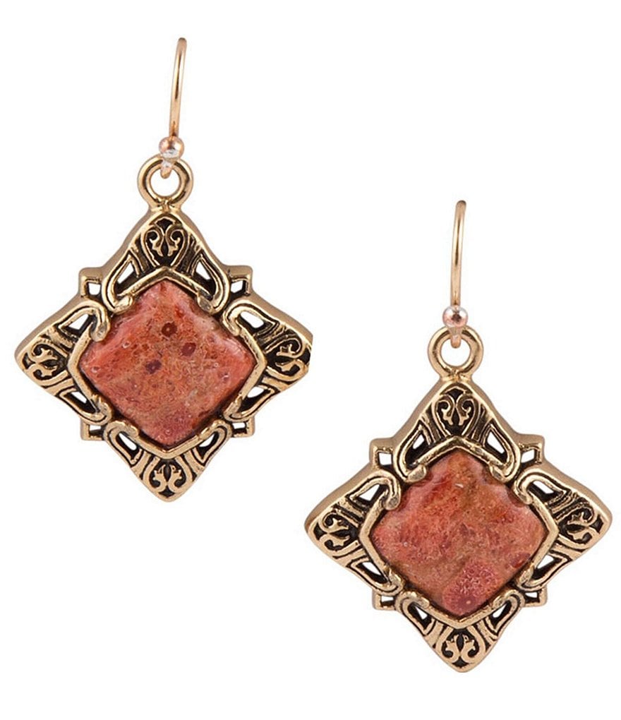 Barse Bronze and Orange Sponge Coral Earrings